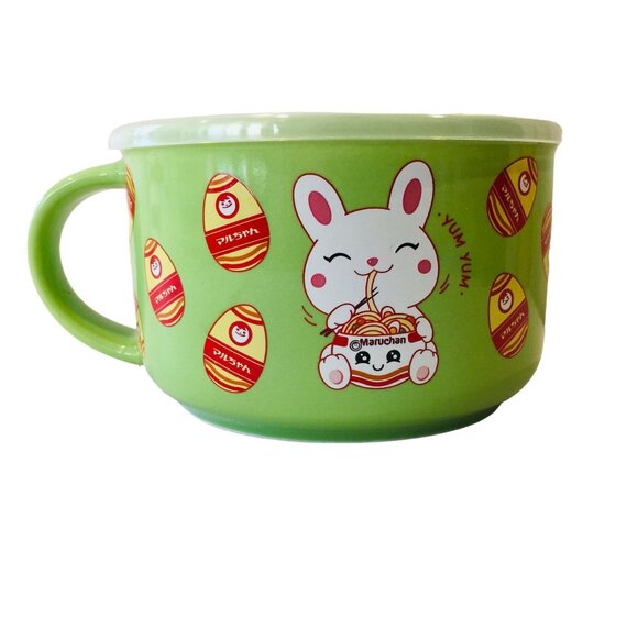 MARUCHAN Happy Bunny Vented Covered Ramen Lime Green Dish NWOT - Picture 2 of 6